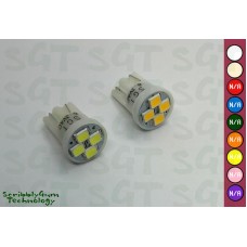 SGT Pinball LED Bulbs 6.3V T10 #555 Domeless 4xSMD3528 (Pack of 10) *CHOOSE COLOUR*