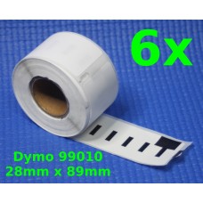 6 Rolls of 99010 Compatible White Labels for DYMO/Seiko LabelWriter 28mm x 89mm