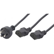 Mains Power Cable to 2 x IEC Sockets Y-Cable (1m Total Length)